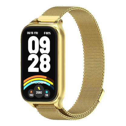 Pour Xiaomi Smart Band 9 Active / Redmi Band 3 Coque métallique Mijobs Bracelet de montre magnétique milanais (Or)
