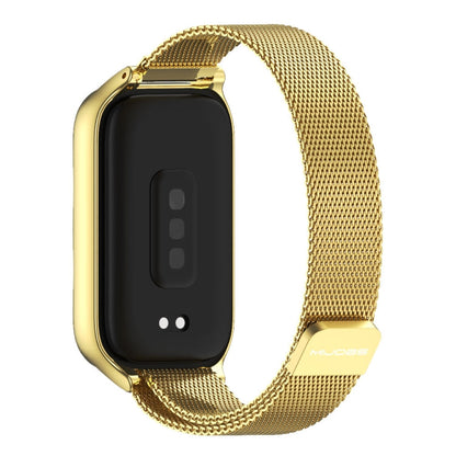 Pour Xiaomi Smart Band 9 Active / Redmi Band 3 Coque métallique Mijobs Bracelet de montre magnétique milanais (Or)