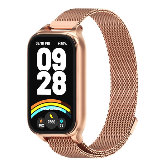 For Xiaomi Smart Band 9 Active / Redmi Band 3 Mijobs Metal Shell Milan Magnetic Watch Band(Rose Gold)