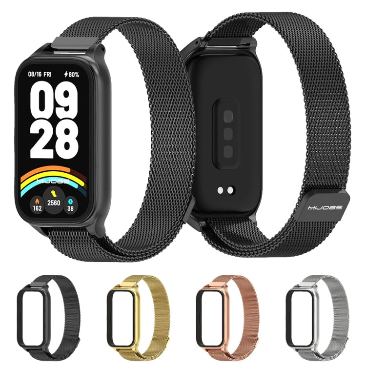 Pour Xiaomi Smart Band 9 Active / Redmi Band 3 Coque métallique Mijobs Bracelet de montre magnétique milanais (Or)