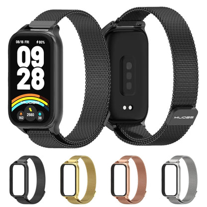 Pour Xiaomi Smart Band 9 Active / Redmi Band 3 Coque métallique Mijobs Bracelet de montre magnétique milanais (Or)