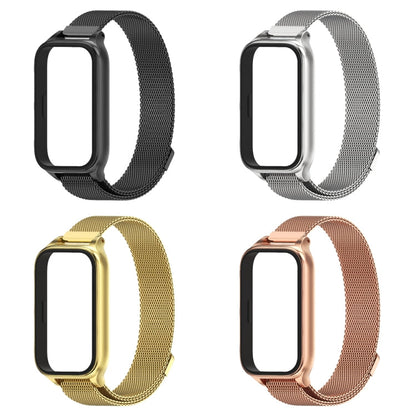 For Xiaomi Smart Band 9 Active / Redmi Band 3 Mijobs Metal Shell Milan Magnetic Watch Band(Rose Gold)