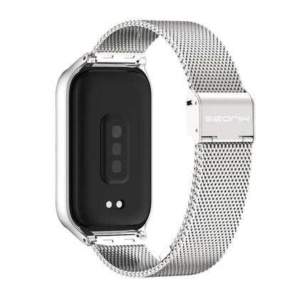For Xiaomi Smart Band 9 Active / Redmi Band 3 Mijobs Metal Shell Milan Buckle Watch Band(Silver)