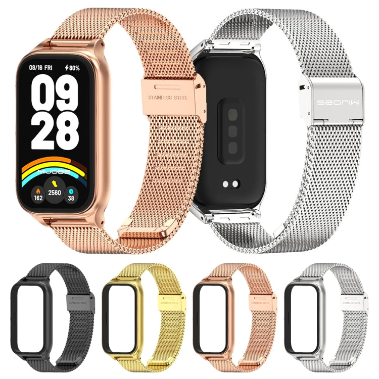 For Xiaomi Smart Band 9 Active / Redmi Band 3 Mijobs Metal Shell Milan Buckle Watch Band(Silver)