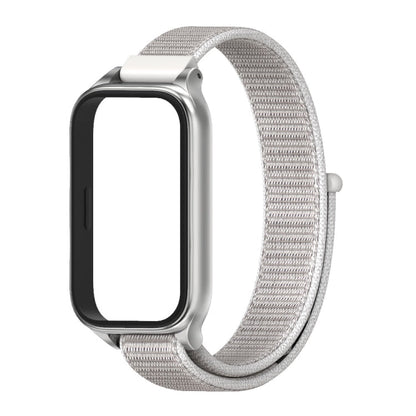 For Xiaomi Smart Band 9 Active / Redmi Band 3 Mijobs Metal Shell Nylon Loop Watch Band(Sea Shell Silver)