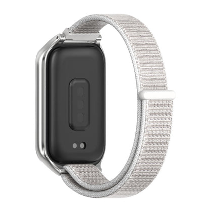 For Xiaomi Smart Band 9 Active / Redmi Band 3 Mijobs Metal Shell Nylon Loop Watch Band(Sea Shell Silver)