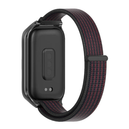 For Xiaomi Smart Band 9 Active / Redmi Band 3 Mijobs Metal Shell Nylon Loop Watch Band(Black Red)
