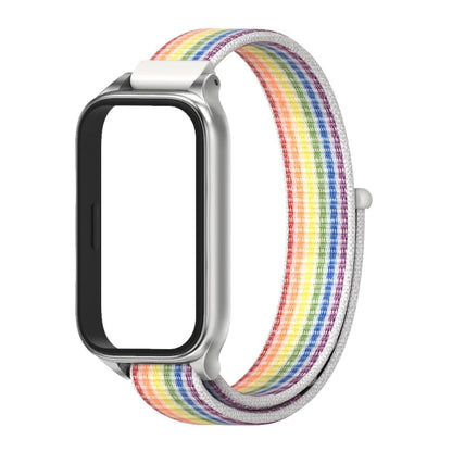 For Xiaomi Smart Band 9 Active / Redmi Band 3 Mijobs Metal Shell Nylon Loop Watch Band(Colorful Silver)