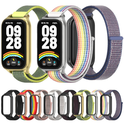 For Xiaomi Smart Band 9 Active / Redmi Band 3 Mijobs Metal Shell Nylon Loop Watch Band(Black Red)