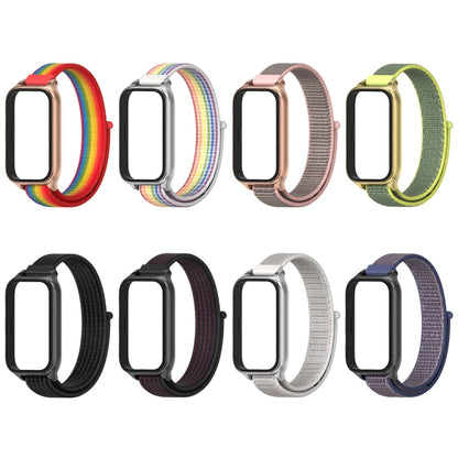 For Xiaomi Smart Band 9 Active / Redmi Band 3 Mijobs Metal Shell Nylon Loop Watch Band(Black Red)