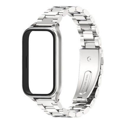 For Xiaomi Smart Band 9 Active / Redmi Band 3 Mijobs Metal Shell Three-Bead Stainless Steel Watch Band(Silver)