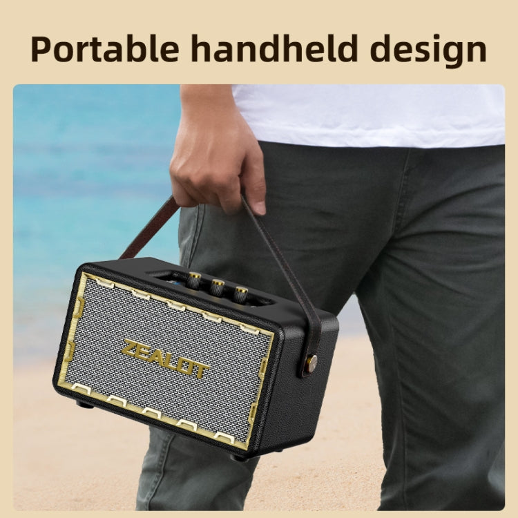 Zealot MT01M Retro Card Portable Wireless Bluetooth Speaker with Microphone(Black)