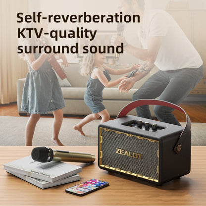 Zealot MT01M Retro Card Portable Wireless Bluetooth Speaker with Microphone(Black)
