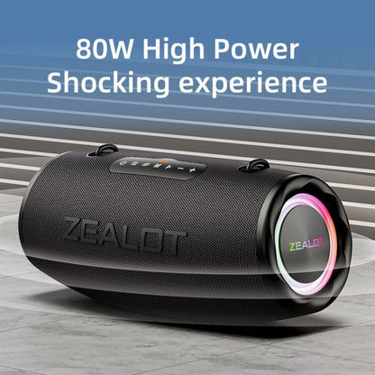 Zealot S87M 80W Portable Outdoor RGB Bluetooth Speaker with Microphone(Black)