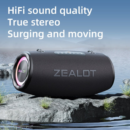 Zealot S87M 80W Portable Outdoor RGB Bluetooth Speaker with Microphone(Black)