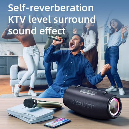 Zealot S87M 80W Portable Outdoor RGB Bluetooth Speaker with Microphone(Black)
