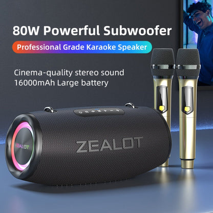 Zealot S87M 80W Portable Outdoor RGB Bluetooth Speaker with Dual Microphones(Black)