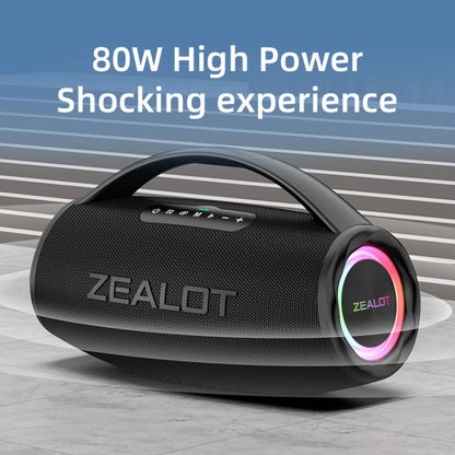 Zealot S97M 80W Outdoor Portable RGB Bluetooth Speaker with Microphone(Black)