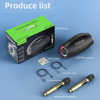 Zealot S97M 80W Outdoor Portable RGB Bluetooth Speaker with Dual Microphones(Black)