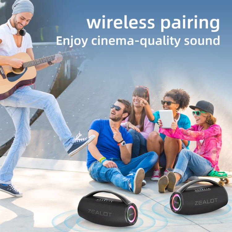 Zealot S97M 80W Outdoor Portable RGB Bluetooth Speaker with Dual Microphones(Black)