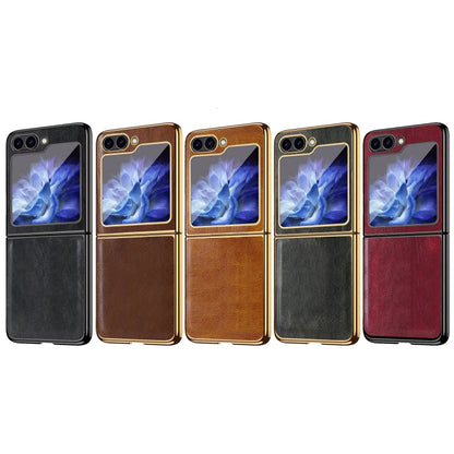 For Samsung Galaxy Z Flip5 VIETAO Crazy Horse Texture PU Phone Case(Black)