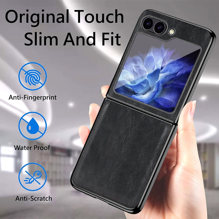 For Samsung Galaxy Z Flip5 VIETAO Crazy Horse Texture PU Phone Case(Black)