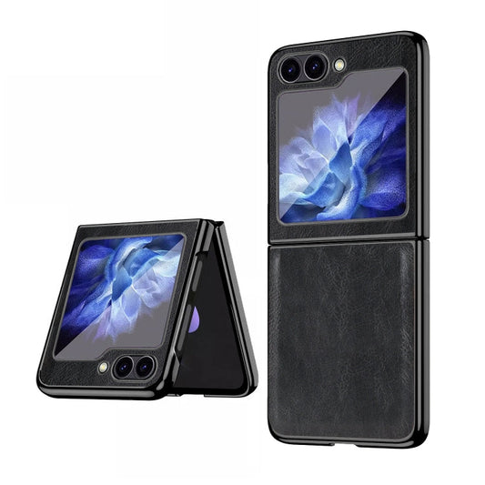 For Samsung Galaxy Z Flip6 / Flip7 FE VIETAO Crazy Horse Texture PU Phone Case(Black)
