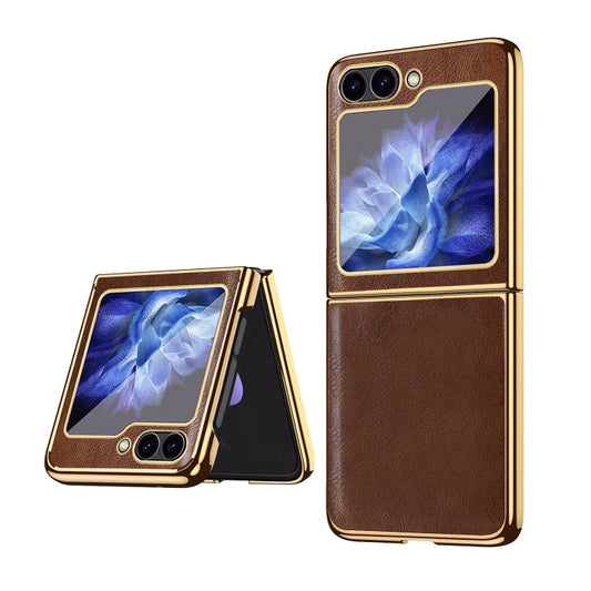 For Samsung Galaxy Z Flip6 / Flip7 FE VIETAO Crazy Horse Texture PU Phone Case(Coffee)