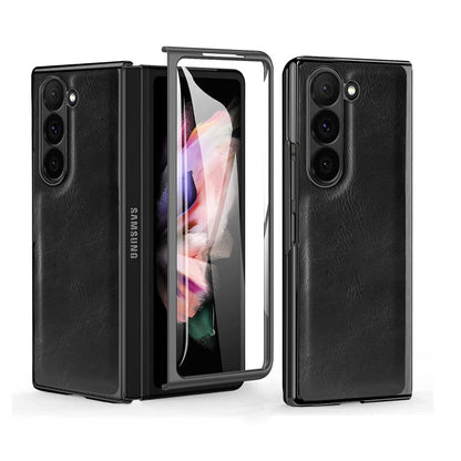 Pour Samsung Galaxy Z Fold5 VIETAO Texture Cuir Crazy Horse Coque de Téléphone (Noir)