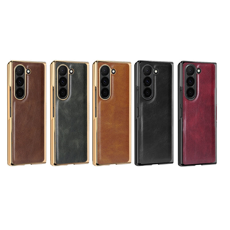 For Samsung Galaxy Z Fold5 VIETAO Crazy Horse Texture PU Phone Case(Green)