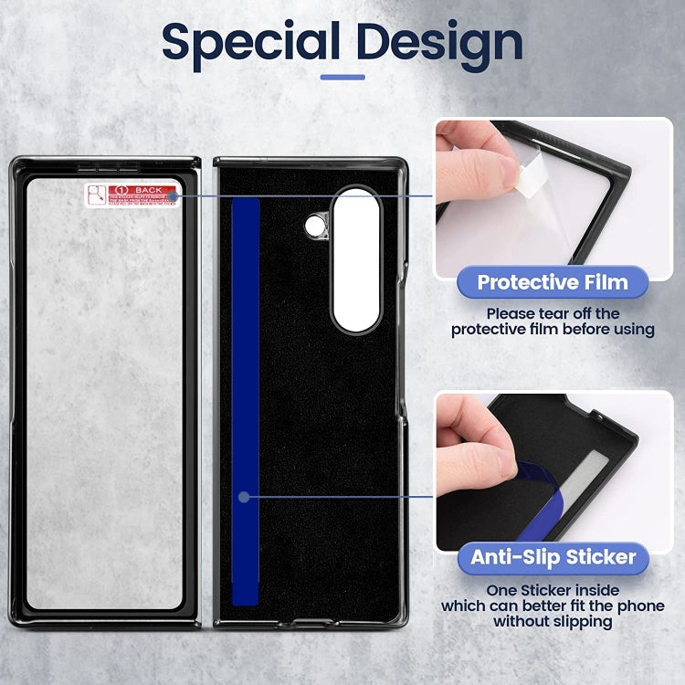 For Samsung Galaxy Z Fold6 VIETAO Crazy Horse Texture PU Phone Case(Black)