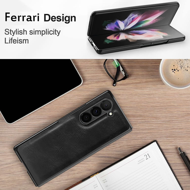 For Samsung Galaxy Z Fold6 VIETAO Crazy Horse Texture PU Phone Case(Coffee)