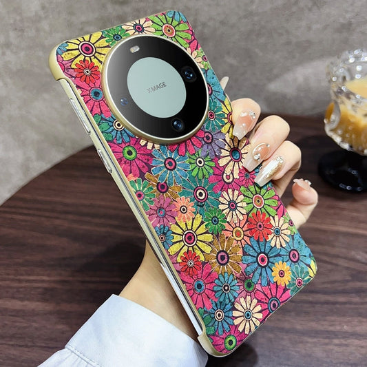 For Huawei Mate 60 Pro Denior A18 Paint MagSafe Phone Case(Green Sunflower)