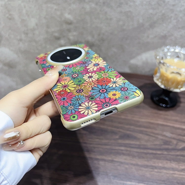For Huawei Mate 60 Denior A18 Paint MagSafe Phone Case(Green Sunflower)