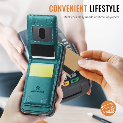 For iPhone 16 Pro Max JEEHOOD J06 British Style RFID MagSafe Card Bag PU Phone Case(Green)