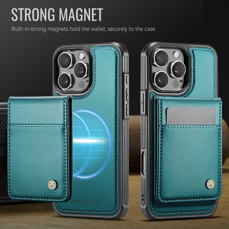For iPhone 16 Pro JEEHOOD J06 British Style RFID MagSafe Card Bag PU Phone Case(Green)