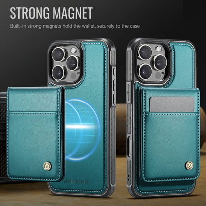 For iPhone 16 Pro JEEHOOD J06 British Style RFID MagSafe Card Bag PU Phone Case(Green)