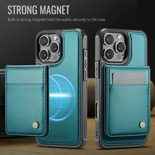 For iPhone 16 Pro JEEHOOD J06 British Style RFID MagSafe Card Bag PU Phone Case(Green)