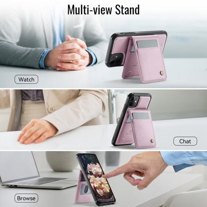 For iPhone 11 JEEHOOD J06 British Style RFID MagSafe Card Bag PU Phone Case(Pink)