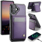 For iPhone 16 Plus JEEHOOD J06 British Style RFID MagSafe Card Bag PU Phone Case(Purple)