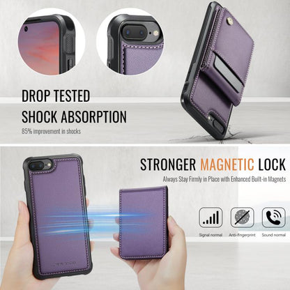 For iPhone 8 Plus / 7 Plus JEEHOOD J06 British Style RFID MagSafe Card Bag PU Phone Case(Purple)