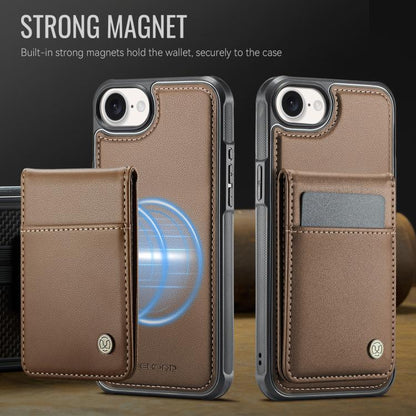 Pour iPhone 17e / 16e JEEHOOD J06 Étui de téléphone en PU avec porte-cartes RFID MagSafe style britannique (marron)