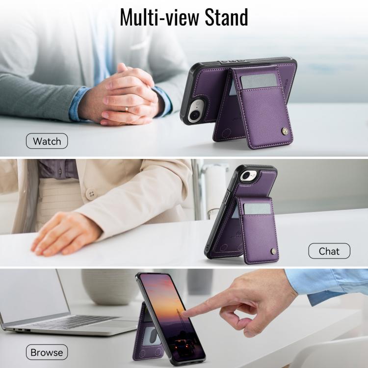 Pour iPhone 17e / 16e JEEHOOD J06 Étui de téléphone en PU avec porte-cartes RFID MagSafe style britannique (marron)