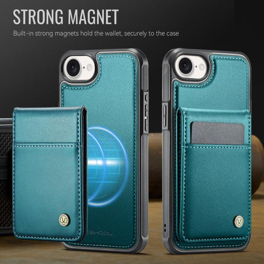 For iPhone 17e / 16e JEEHOOD J06 British Style RFID MagSafe Card Bag PU Phone Case(Green)