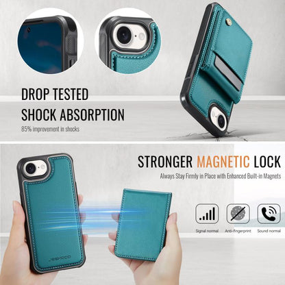 For iPhone 17e / 16e JEEHOOD J06 British Style RFID MagSafe Card Bag PU Phone Case(Green)