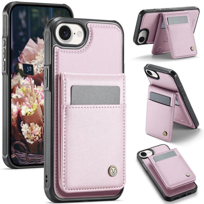 For iPhone 17e / 16e JEEHOOD J06 British Style RFID MagSafe Card Bag PU Phone Case(Pink)