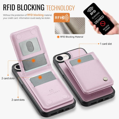 For iPhone 17e / 16e JEEHOOD J06 British Style RFID MagSafe Card Bag PU Phone Case(Pink)