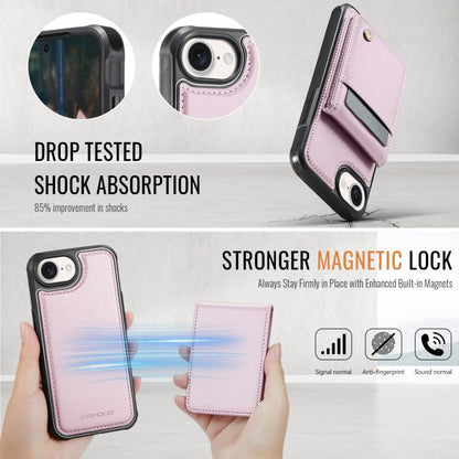 For iPhone 17e / 16e JEEHOOD J06 British Style RFID MagSafe Card Bag PU Phone Case(Pink)