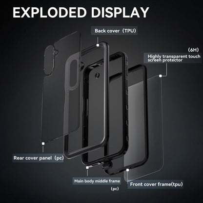For Samsung Galaxy A16 5G / 4G RedPepper IP68 Waterproof PC Hybrid TPU Phone Case(Black)