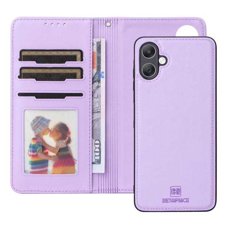 For Samsung Galaxy A06 4G BETOPNICE BN-005 2 in 1 Detachable Imitate Genuine Leather Phone Case(Light Purple)